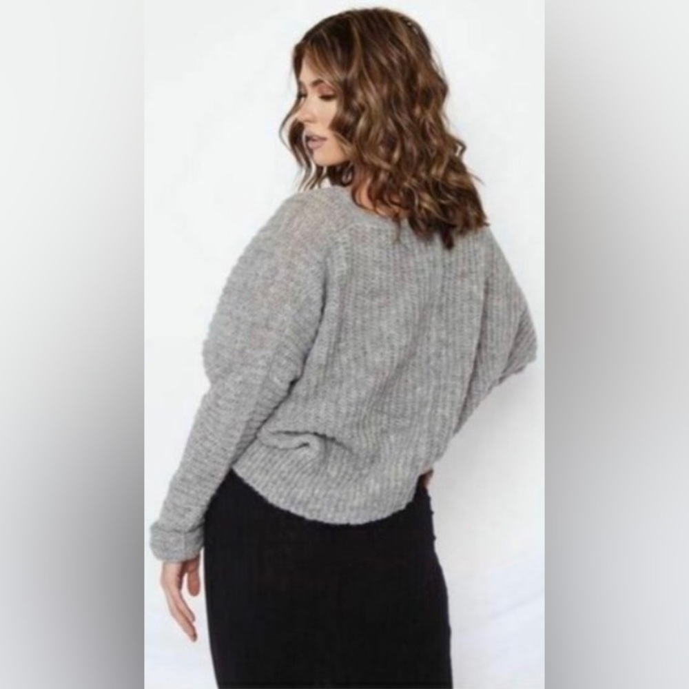 Free People, Moonbeam V-Neck Sweater, Gray,  Size S - Picture 4 of 8